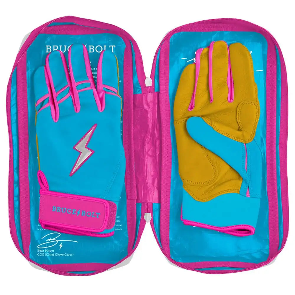 Harrison Bader Signature Series Short Cuff Batting Gloves - Blue/Pink