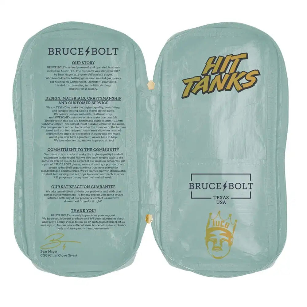 King of JUCO Creator Series Short Cuff Batting Gloves - Mint/Gold