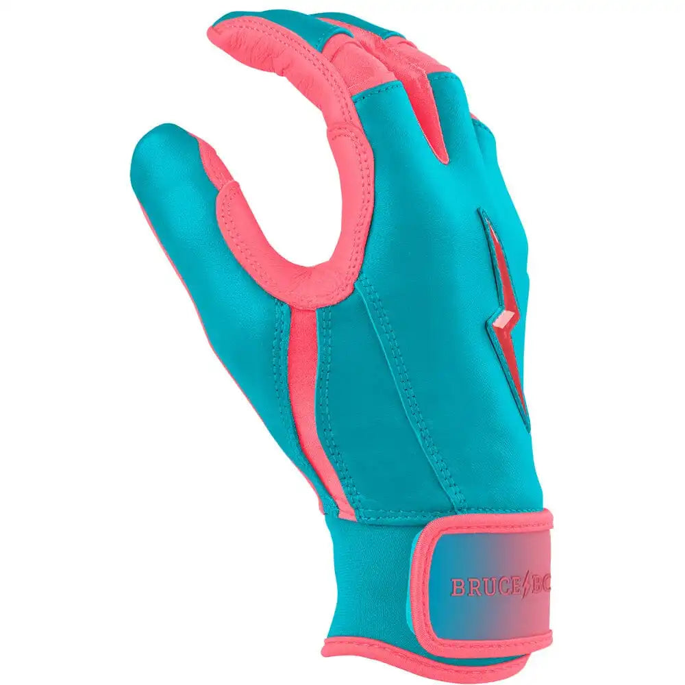 Max Clark Signature Series Short Cuff Batting Gloves - Pink/Teal