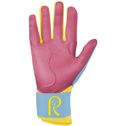 Coach RAC Creator Series Long Cuff Batting Gloves - Baby Blue/Yellow