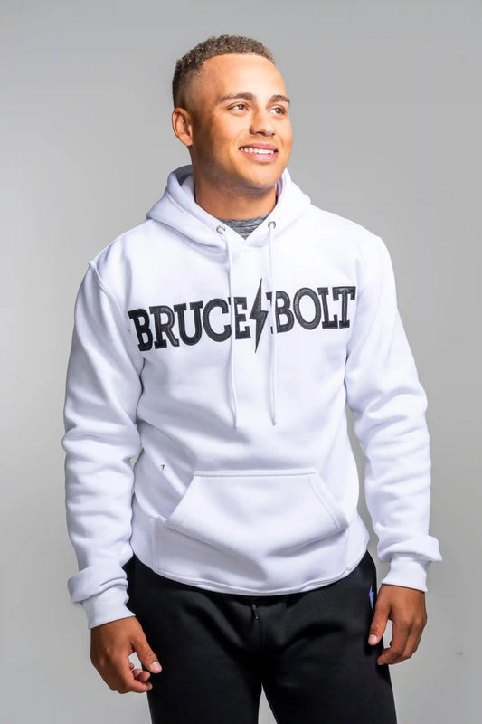 "BRUCE BOLT" Hoodie - White/Black