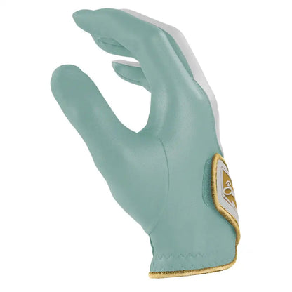 King of JUCO Creator Series Golf Gloves (On Right, 2-Pack) - Mint/Gold