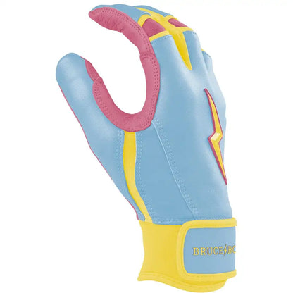 Coach RAC Creator Series Short Cuff Batting Gloves - Baby Blue/Yellow
