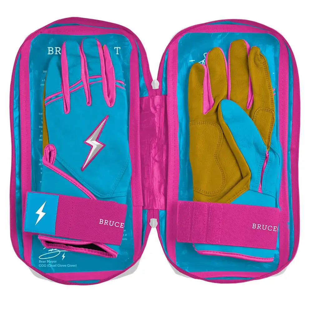 Harrison Bader Signature Series Long Cuff Batting Gloves - Blue/Pink