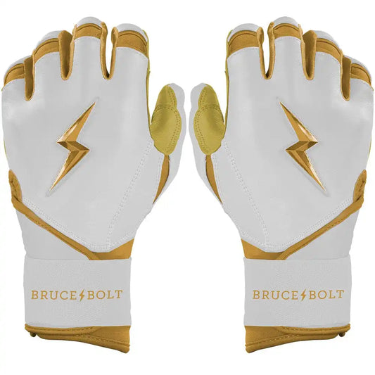 Gold Series Long Cuff Batting Gloves - White/Gold