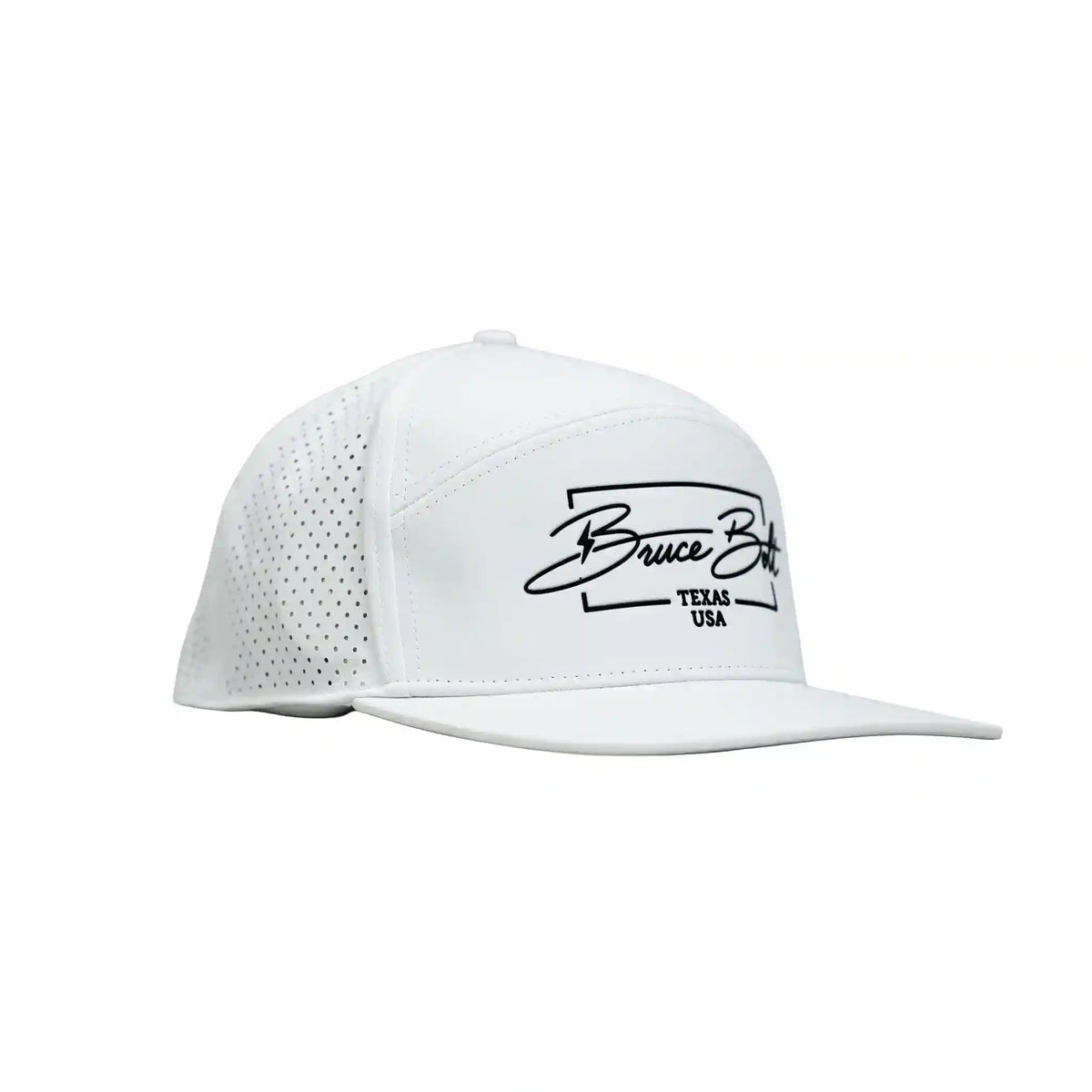 "BRUCE BOLT" Golf Performance Snapback Hat - White