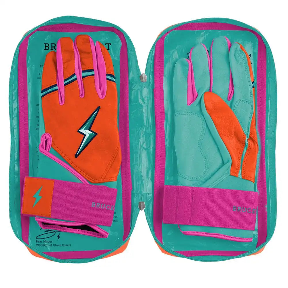 Fernando Tatis Jr. Signature Series Long Cuff Batting Gloves - Aqua/Orange