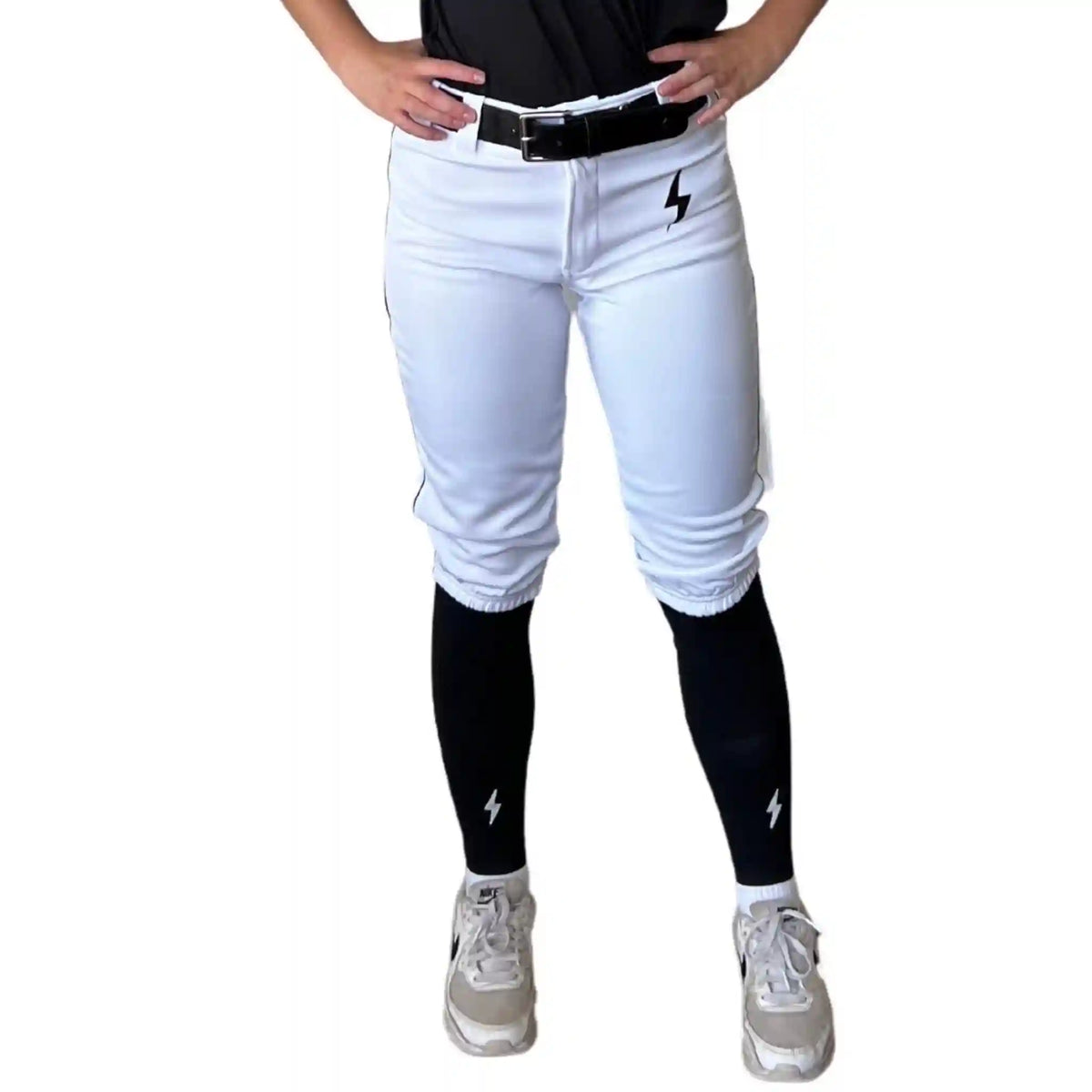 Premium Pro Softball Knicker Pant w/ Piping - White/Black