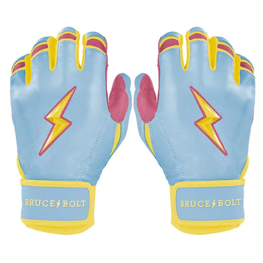 Coach RAC Creator Series Short Cuff Batting Gloves - Baby Blue/Yellow