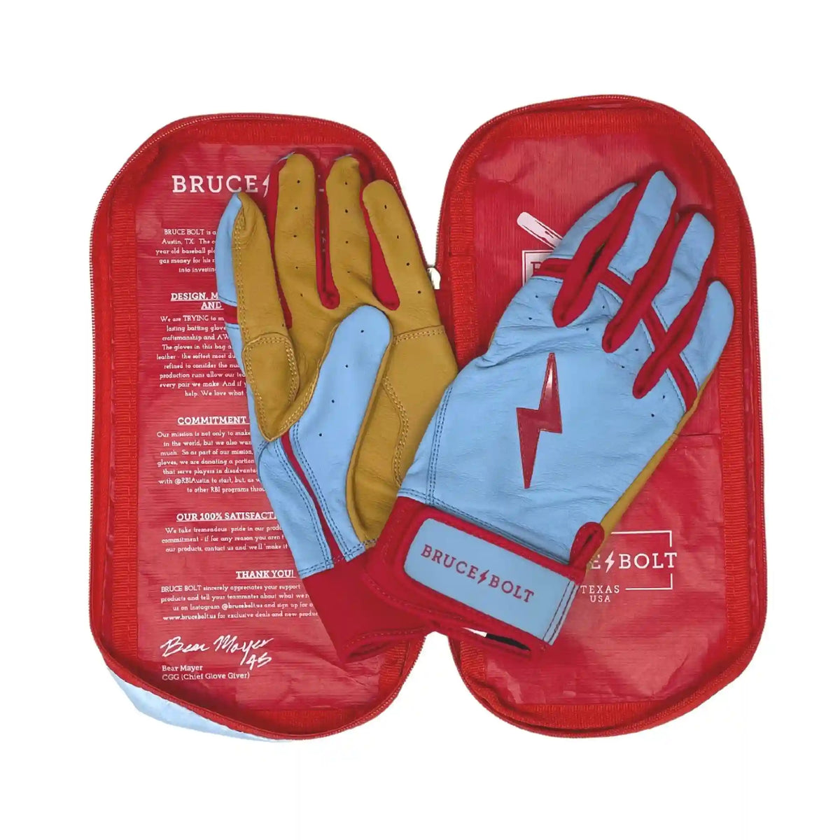 Harrison Bader Signature Series Short Cuff Batting Gloves - Baby Blue