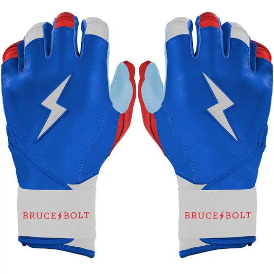 Bear Series Long Cuff Batting Gloves - Red, White & Blue