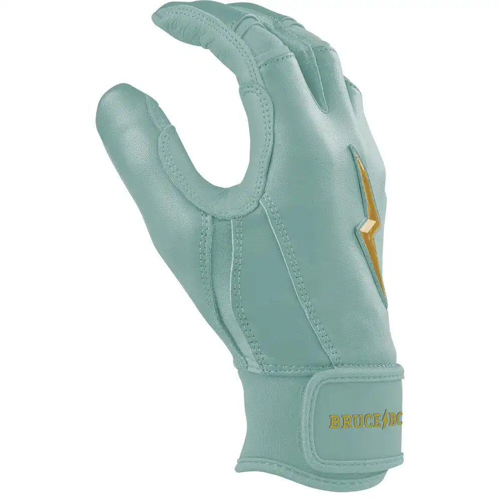 King of JUCO Creator Series Short Cuff Batting Gloves - Mint/Gold