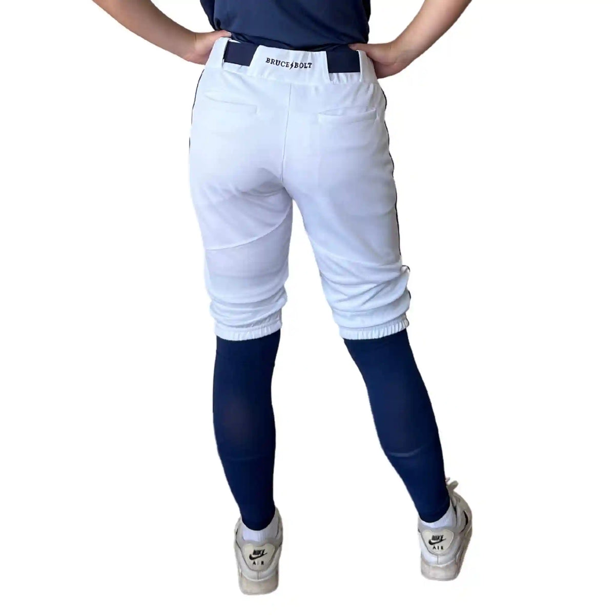 Premium Pro Softball Knicker Pant w/ Piping - White/Navy