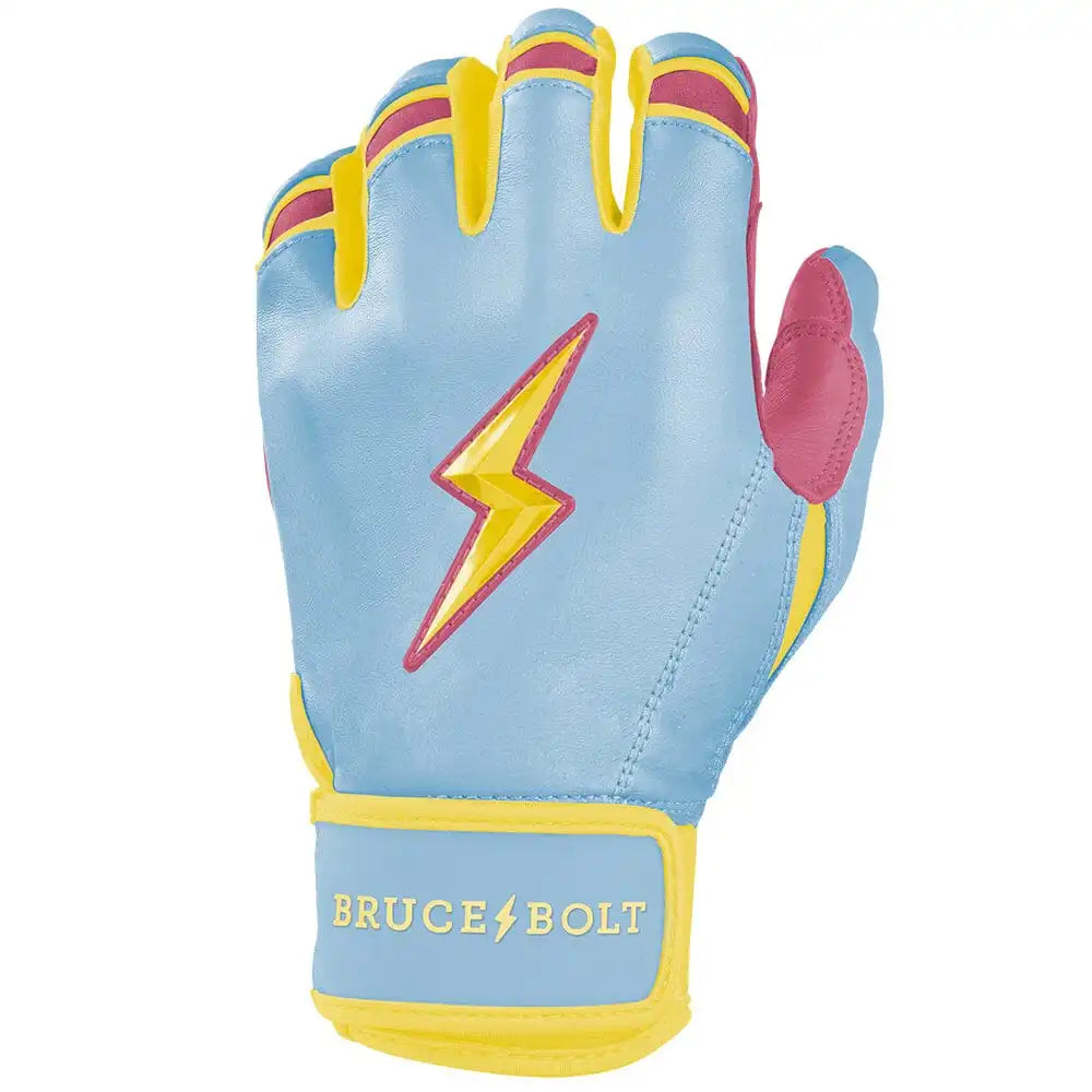 Coach RAC Creator Series Short Cuff Batting Gloves - Baby Blue/Yellow