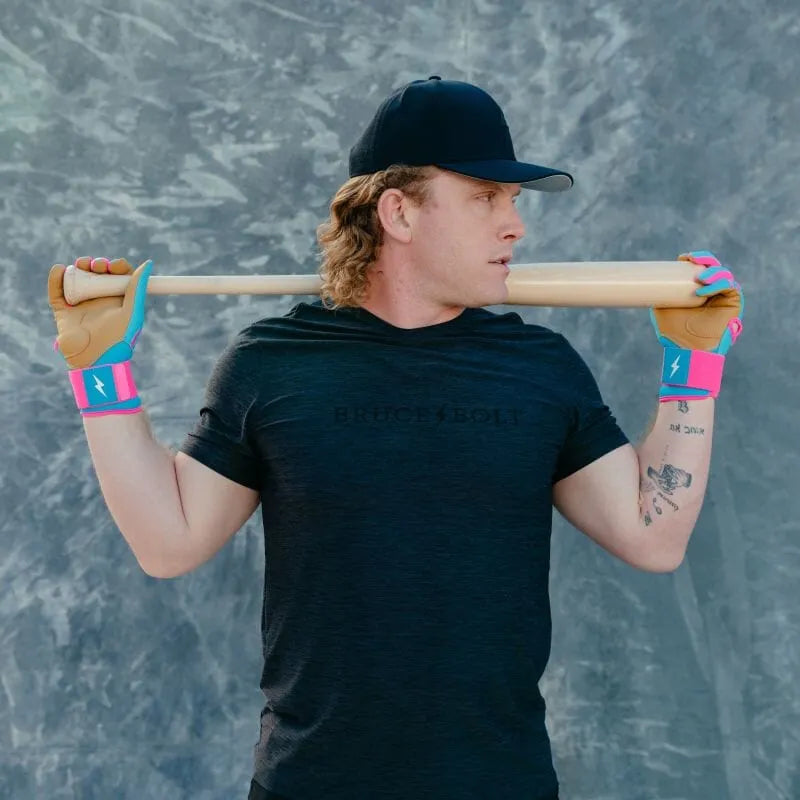 Harrison Bader Signature Series Long Cuff Batting Gloves - Blue/Pink