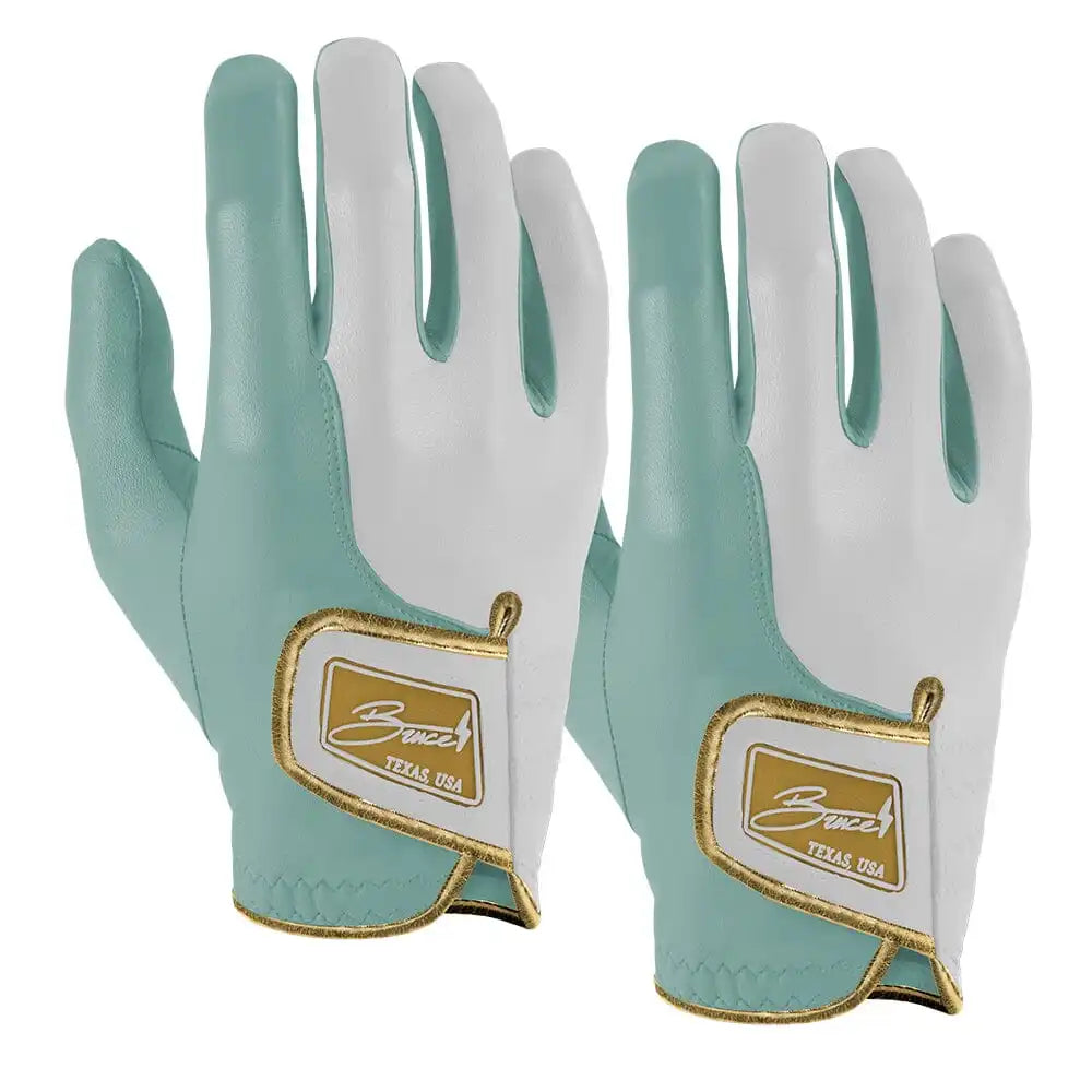 King of JUCO Creator Series Golf Gloves (On Right, 2-Pack) - Mint/Gold
