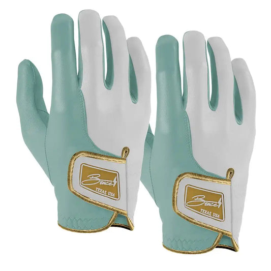 King of JUCO Creator Series Golf Gloves (On Right, 2-Pack) - Mint/Gold