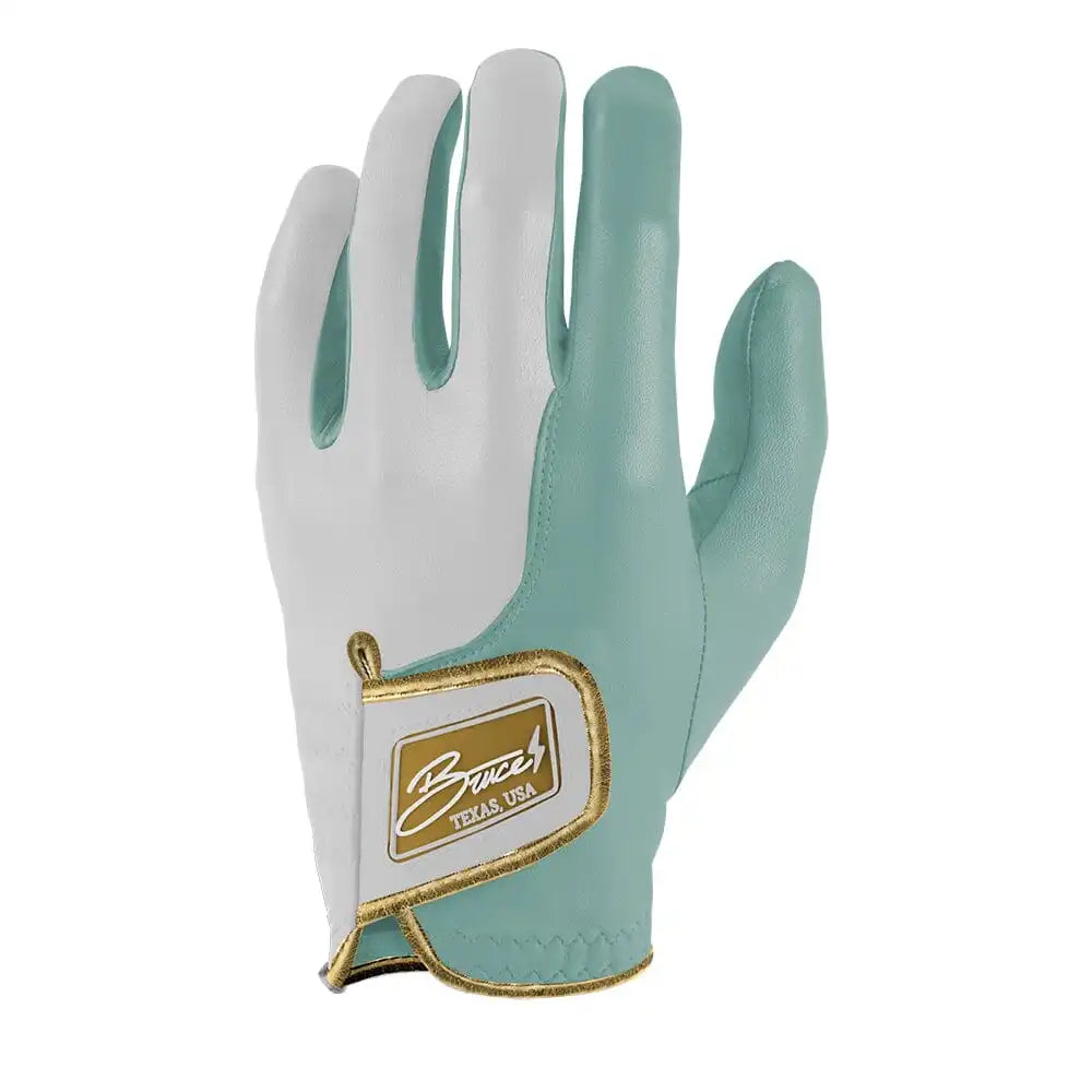 King of JUCO Creator Series Golf Gloves (On Left, 2-Pack) - Mint/Gold