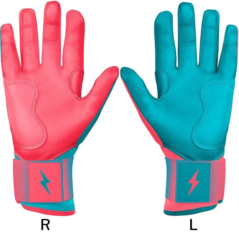 Personalized Max Clark Signature Series Long Cuff Batting Gloves - Pink/Teal