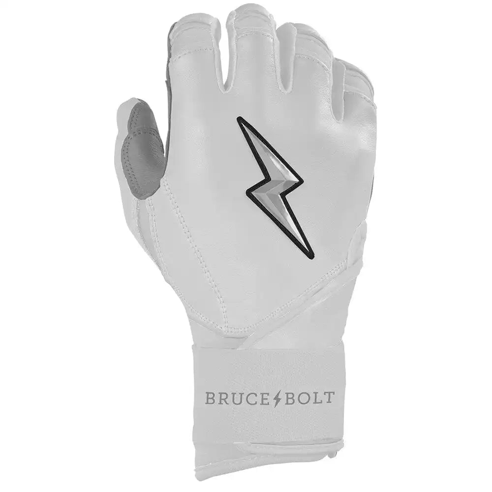 Personalized Chrome Series Long Cuff Batting Gloves - White