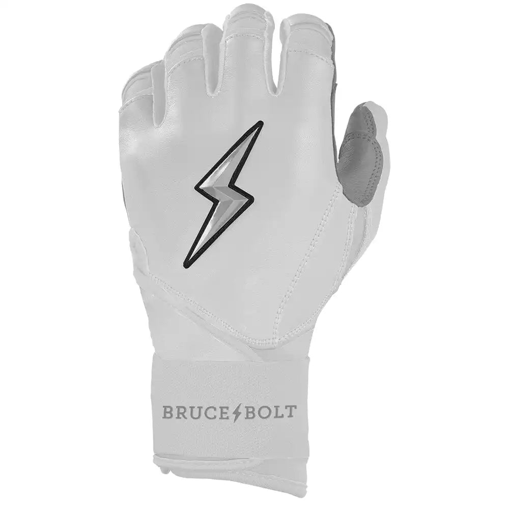 Personalized Chrome Series Long Cuff Batting Gloves - White