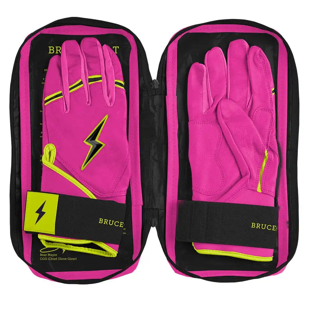 Bear Series Long Cuff Batting Gloves - Pink Lightning