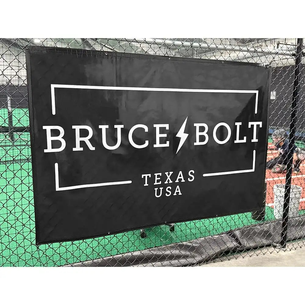 "BRUCE BOLT" Fence Banner (4' X 6') - Black