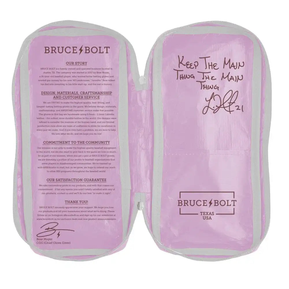 Lars Nootbaar Signature Series Short Cuff Batting Gloves - White/Pink