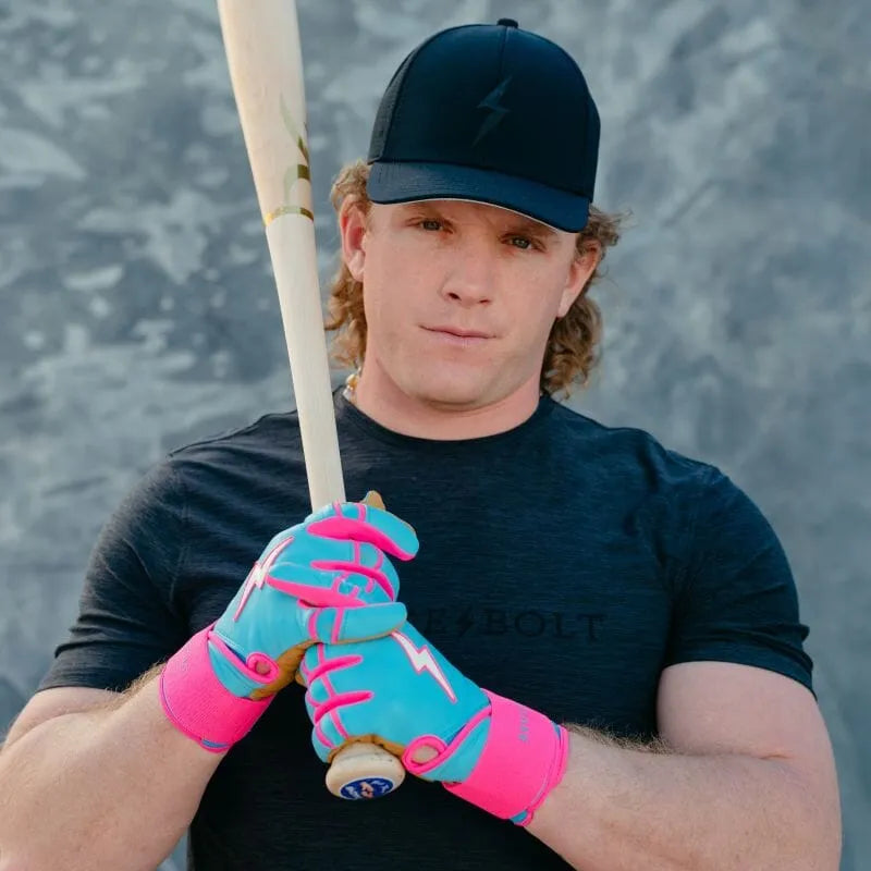 Harrison Bader Signature Series Long Cuff Batting Gloves - Blue/Pink