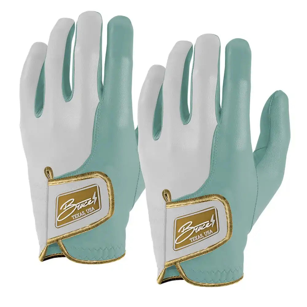 King of JUCO Creator Series Golf Gloves (On Left, 2-Pack) - Mint/Gold