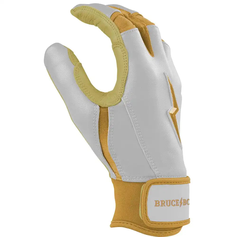 Gold Series Short Cuff Batting Gloves - White/Gold
