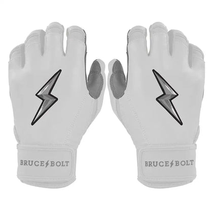 Personalized Chrome Series Short Cuff Batting Gloves - White