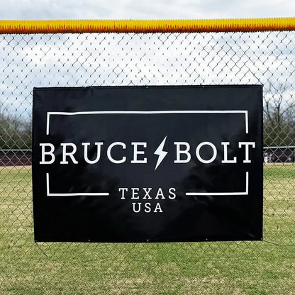 "BRUCE BOLT" Fence Banner (4' X 6') - Black