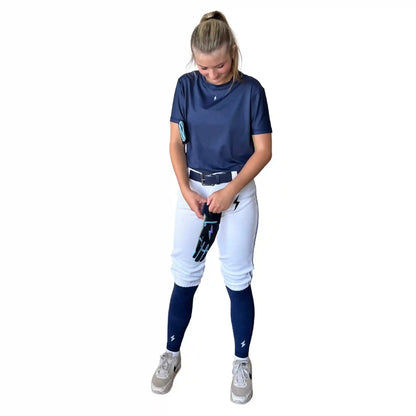 Premium Pro Softball Knicker Pant w/ Piping - White/Navy