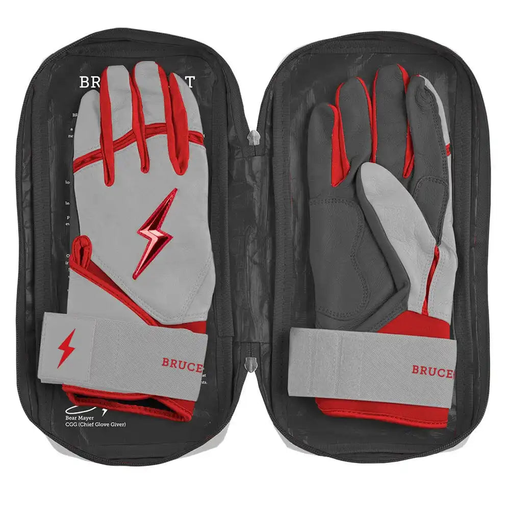 Grey Series Long Cuff Batting Gloves - Red