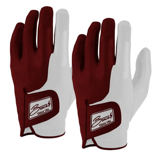 Bear Series Golf Gloves (On Left, 2-Pack) - College Station Maroon