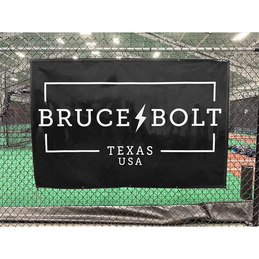 "BRUCE BOLT" Fence Banner (4' X 6') - Black