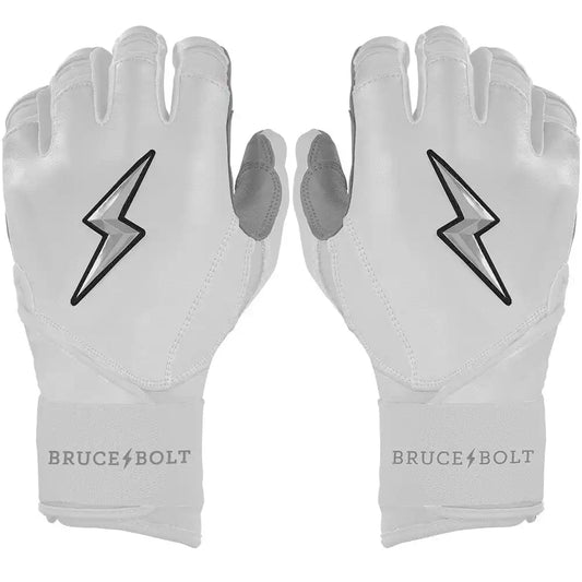 Chrome Series Long Cuff Batting Gloves - White