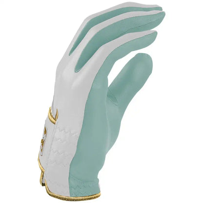 King of JUCO Creator Series Golf Gloves (On Right, 2-Pack) - Mint/Gold