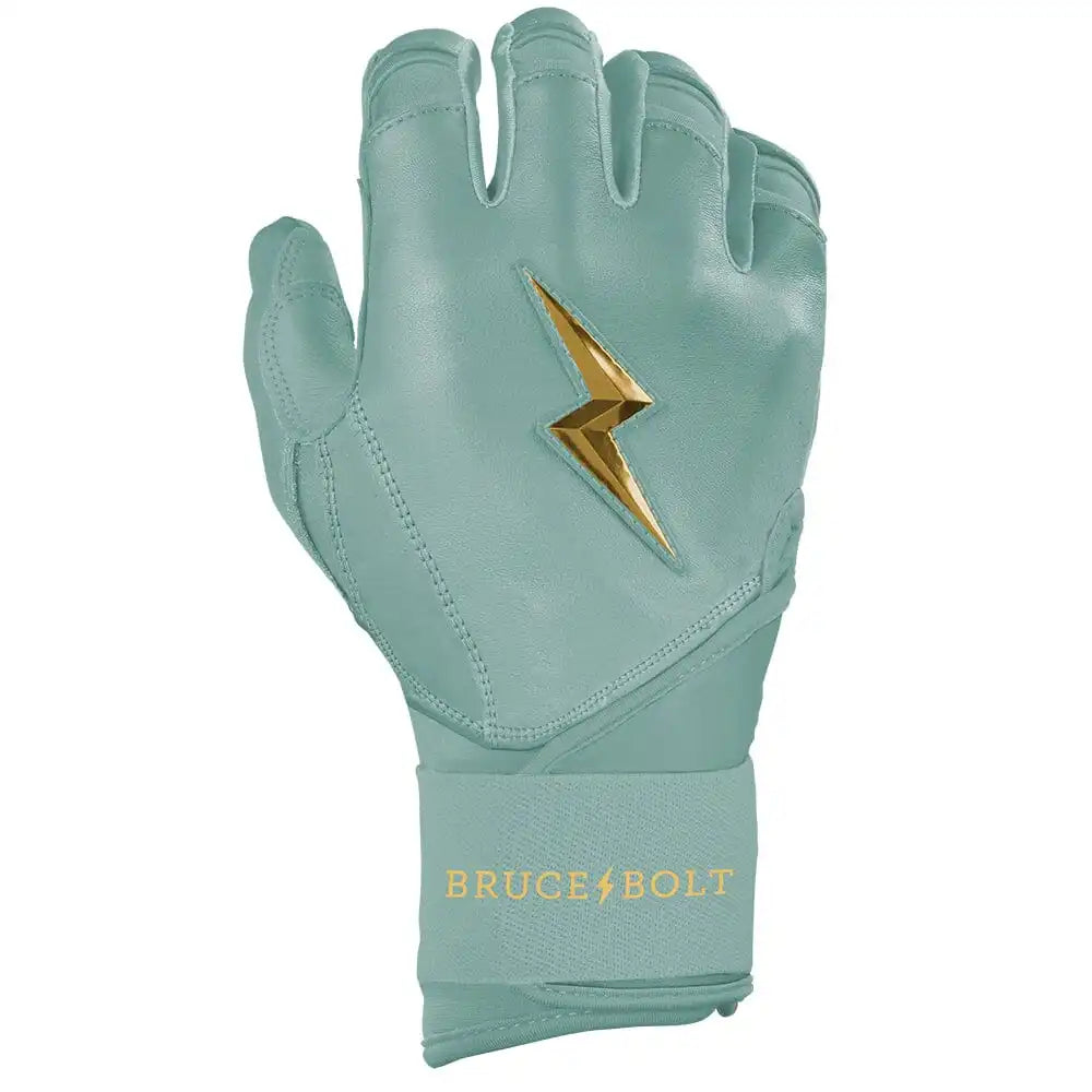 King of JUCO Creator Series Long Cuff Batting Gloves - Mint/Gold
