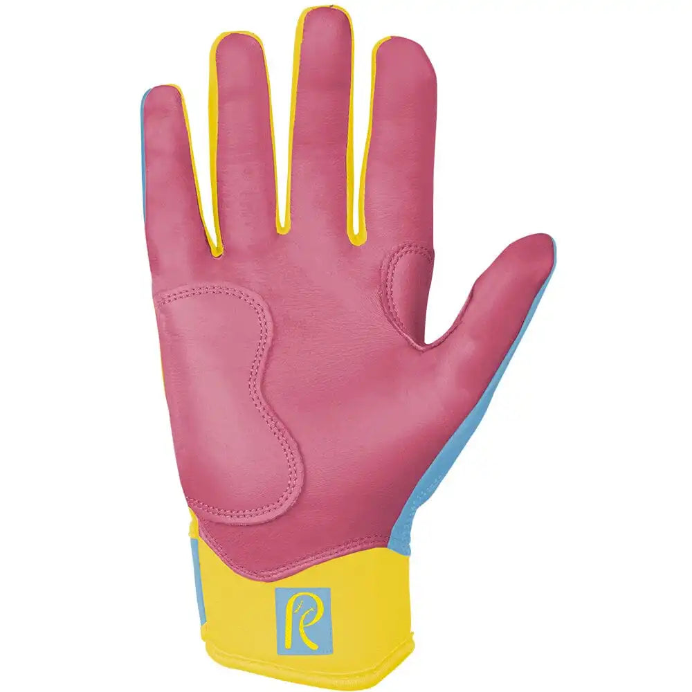 Coach RAC Creator Series Short Cuff Batting Gloves - Baby Blue/Yellow