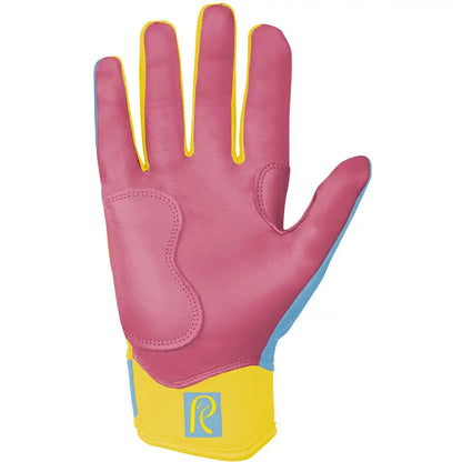 Coach RAC Creator Series Short Cuff Batting Gloves - Baby Blue/Yellow