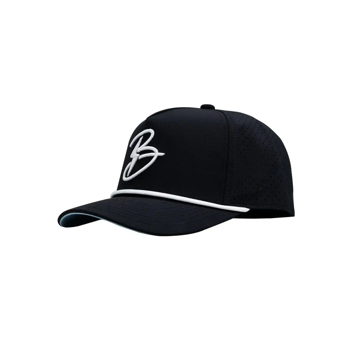 "Flying B" Pre-Curved Golf Rope Hat - Black