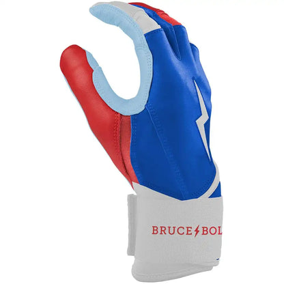 Bear Series Long Cuff Batting Gloves - Red, White & Blue
