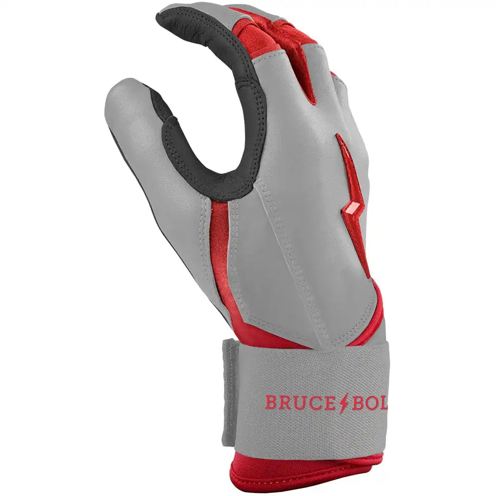 Grey Series Long Cuff Batting Gloves - Red