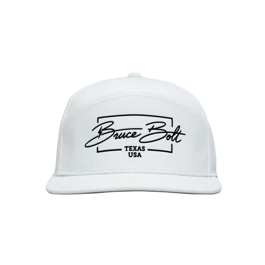 "BRUCE BOLT" Golf Performance Snapback Hat - White