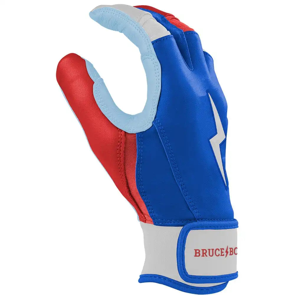 Bear Series Short Cuff Batting Gloves - Red, White & Blue