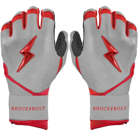 Grey Series Long Cuff Batting Gloves - Red